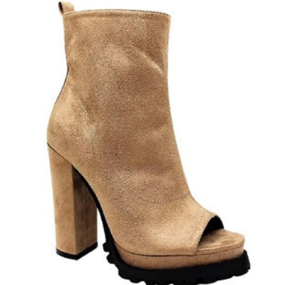 Mata Women's Peep-Toe Taupe Bootie